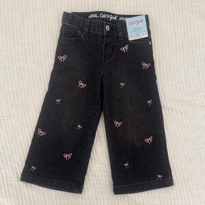 Cat & Jack Kids Black Jeans with Pink Bow Details